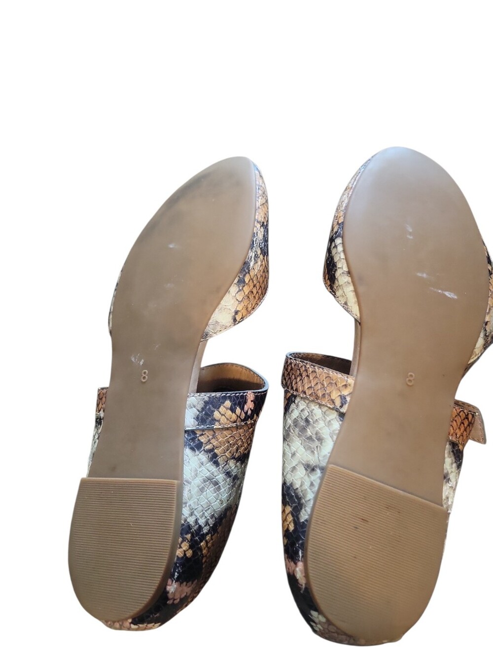 Madewell The Alina Leather D'Orsay Snake-Print Mary Jane Flats in Tan and Black - Picture 8 of 9